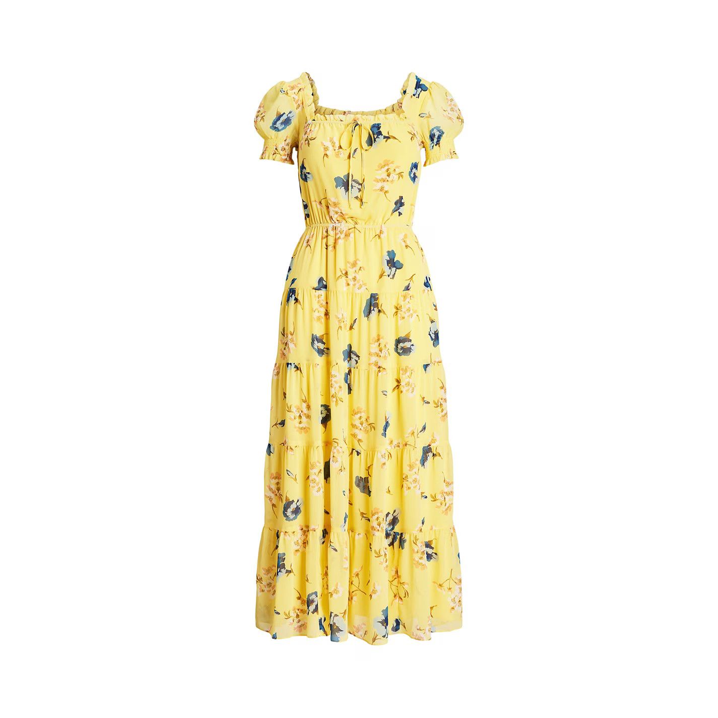 Lauren Ralph Lauren o1g2r1mq0825 Floral Georgette Puff-Sleeve Midi Dress Size S / US 4 / IT 40 - 1 Thumbnail