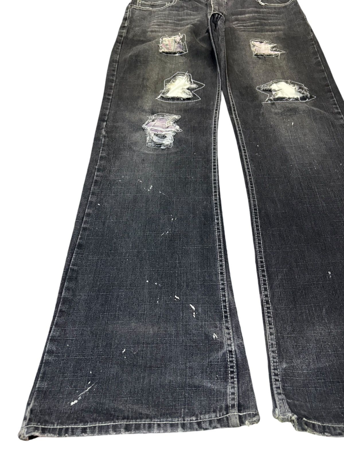 Japanese Brand Vintage Japanese Brand Painted Distressed Patch Flare Jeans Size US 34 / EU 50 - 6 Thumbnail