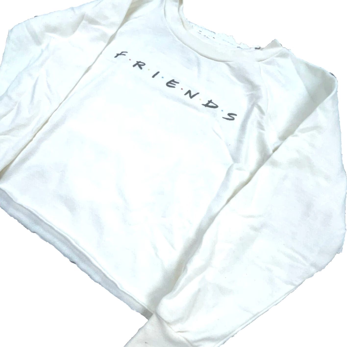 Vintage Friends Sweatshirt Women XS White Round Neck Pullover Long Sleeve Logo All Seasons Casual Vintage? No Size XS / US 0-2 / IT 36-38 - 2 Thumbnail