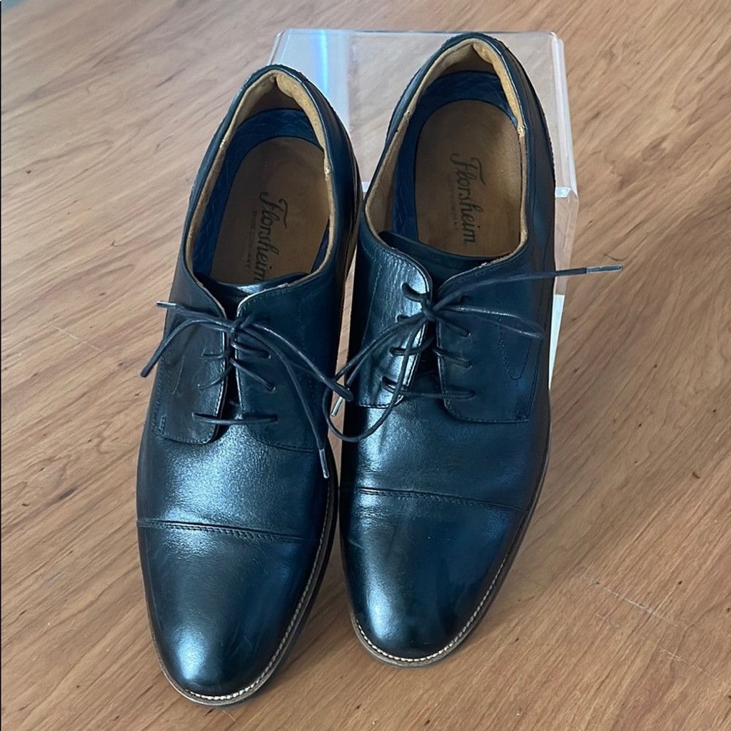 Florsheim Florsheim Men's Black Leather Cap Toe Dress Shoes size 10m Size US 10 / EU 43 - 1 Thumbnail