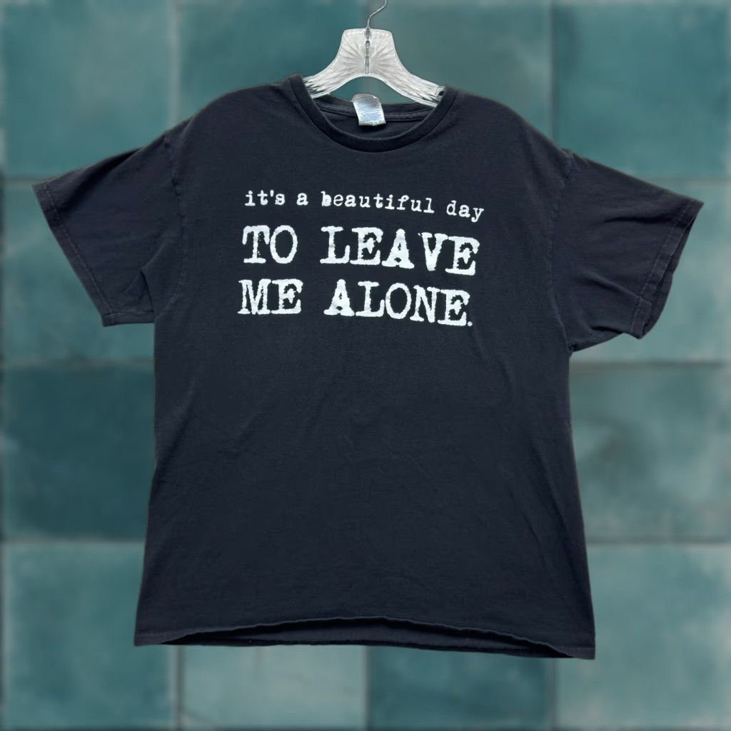 Delta VINTAGE Delta Pro Weight T-Shirt Large Black Y2K Funny Joke Humor Leave Me Alone Shirt Unisex Mens Womens Size US L / EU 52-54 / 3 - 1 Thumbnail