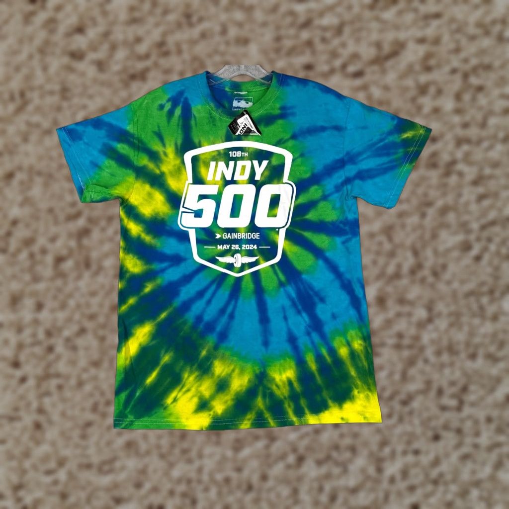 Vintage Indy 500 Indycar Shirt Adult Medium Green Blue Tie Dye 108th 100% Cotton Size US M / EU 48-50 / 2 - 1 Thumbnail