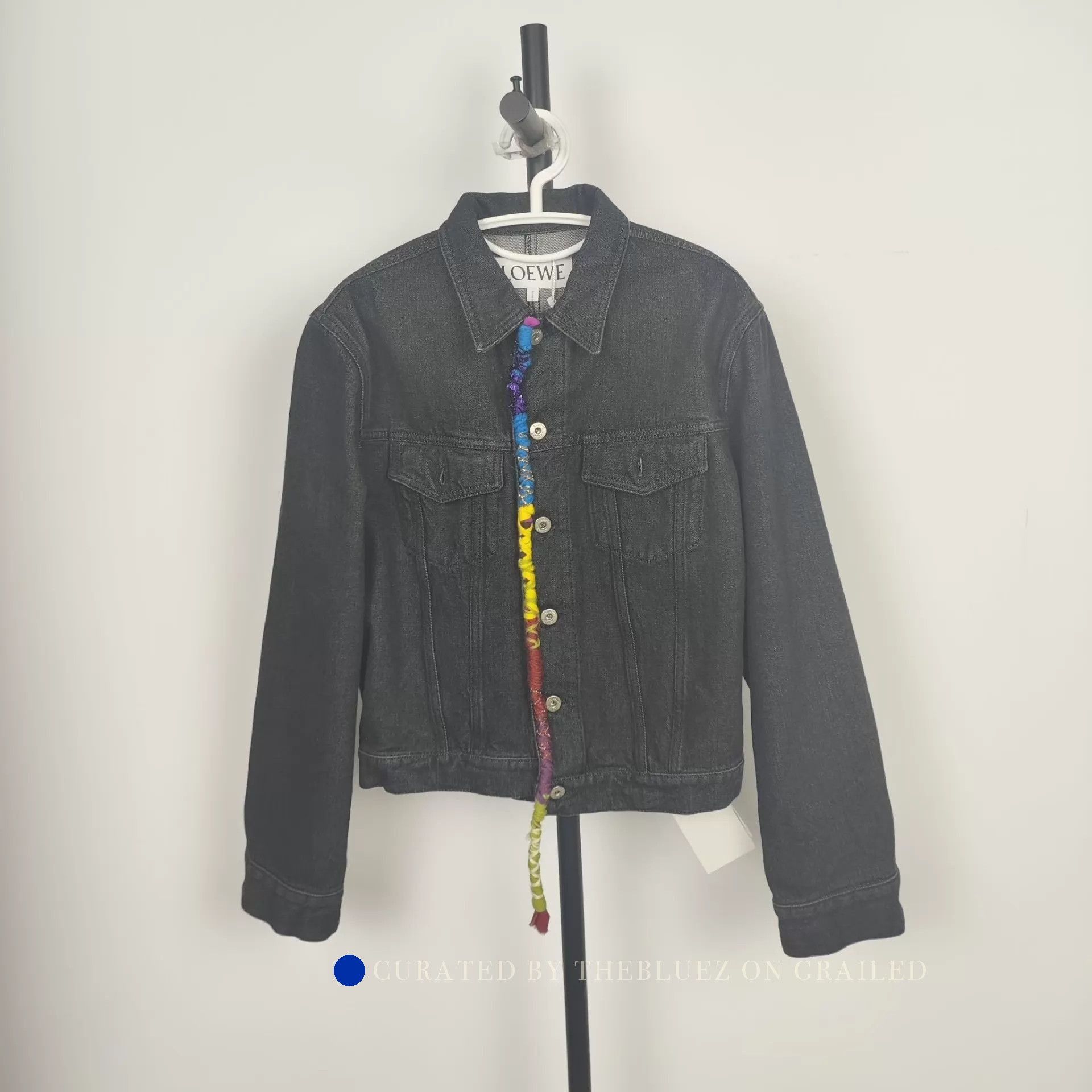 Loewe Black Denim Jacket with Leather Patch Size US XS / EU 42 / 0 - 1 Thumbnail