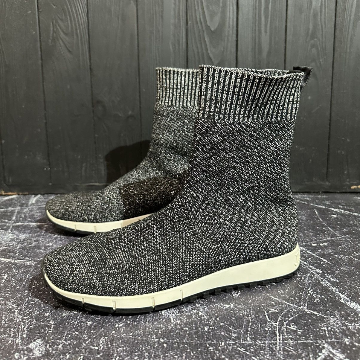 Jimmy Choo Jimmy Choo Norway Knit & Lurex Mid High Trainers Size 38 Size US 8 / IT 38 - 3 Thumbnail