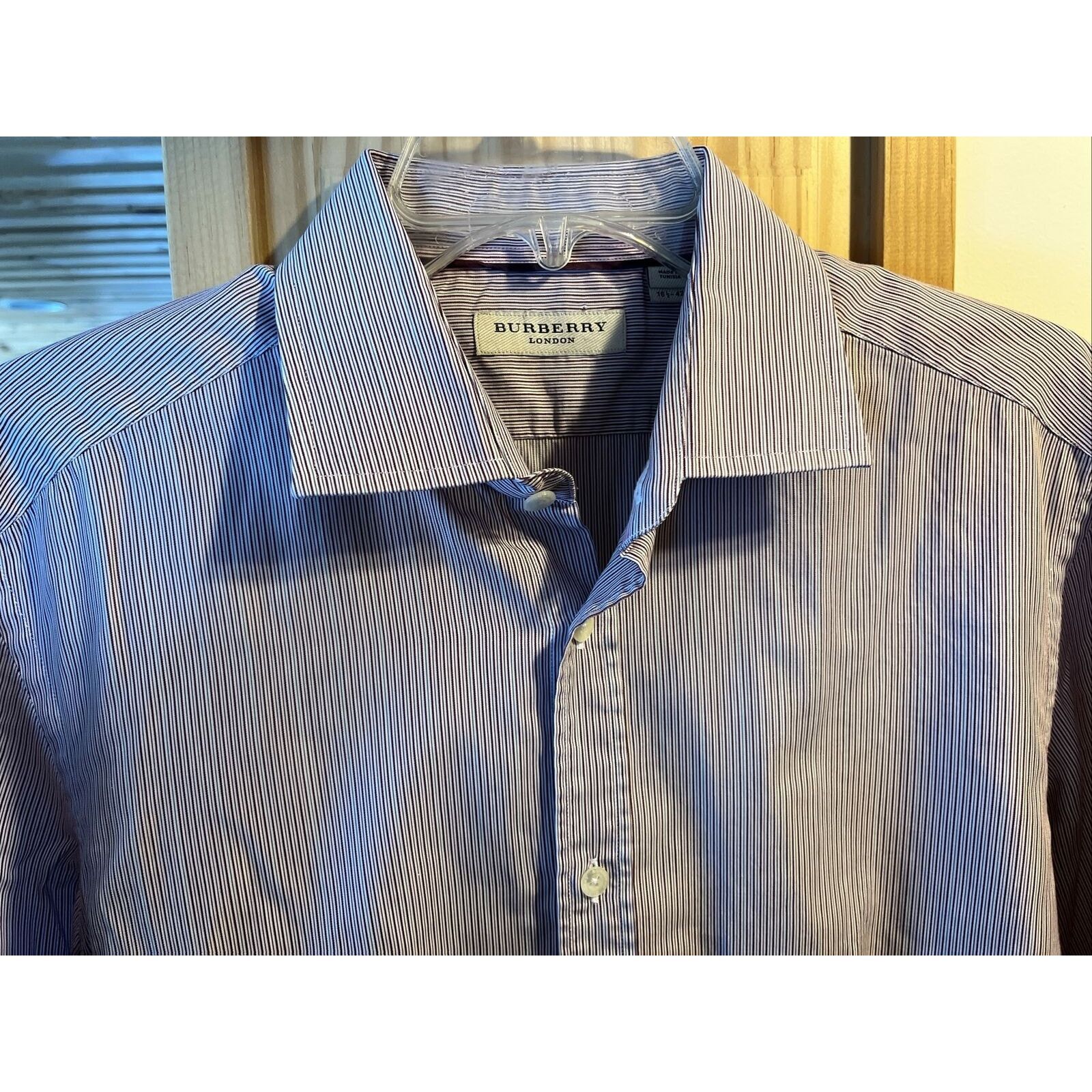 Burberry Burberry London Men’s 16.5 42 Red Striped LS Cotton Shirt Size US L / EU 52-54 / 3 - 3 Thumbnail