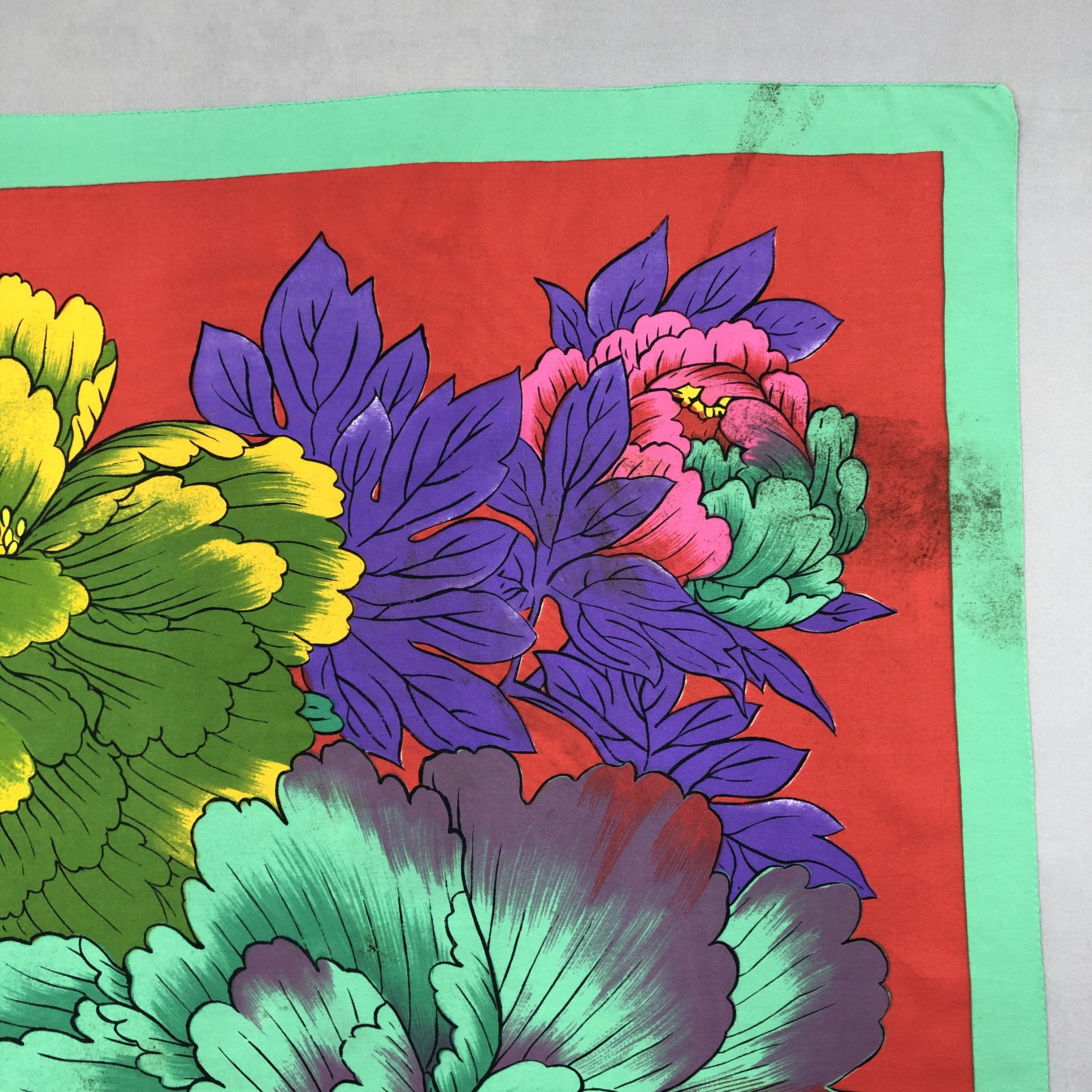 Japanese Brand Vintage 90s Floral SILK Scarf Twill Stole Wraps Scarves Size ONE SIZE - 7 Thumbnail