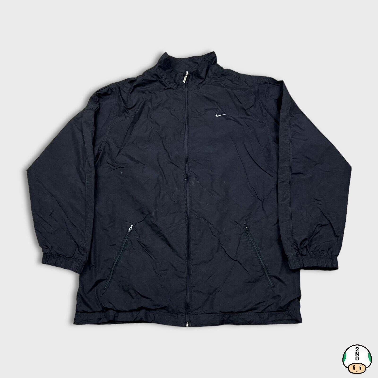 Nike × Vintage Nike Sportswear Jacket XL Swoosh Spell Out Zip Windbreaker Size US XL / EU 56 / 4 - 1 Thumbnail
