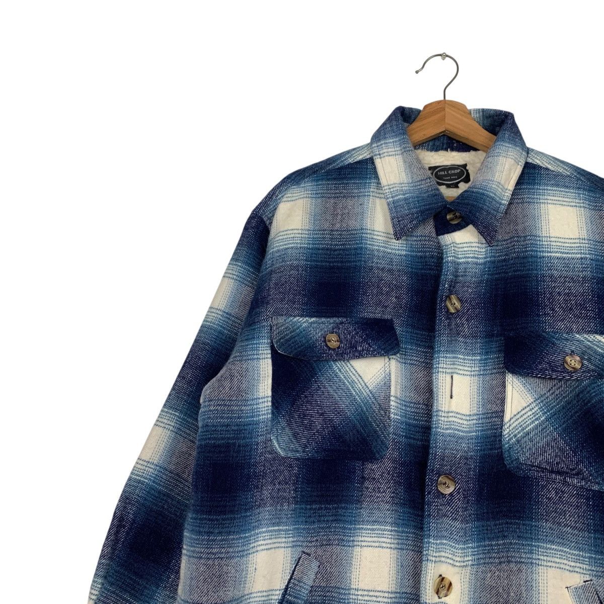 Flannel HILL CROP Shadow Plaid Fleece Lined Flannel Jacket #2187-C97 Size US L / EU 52-54 / 3 - 3 Thumbnail