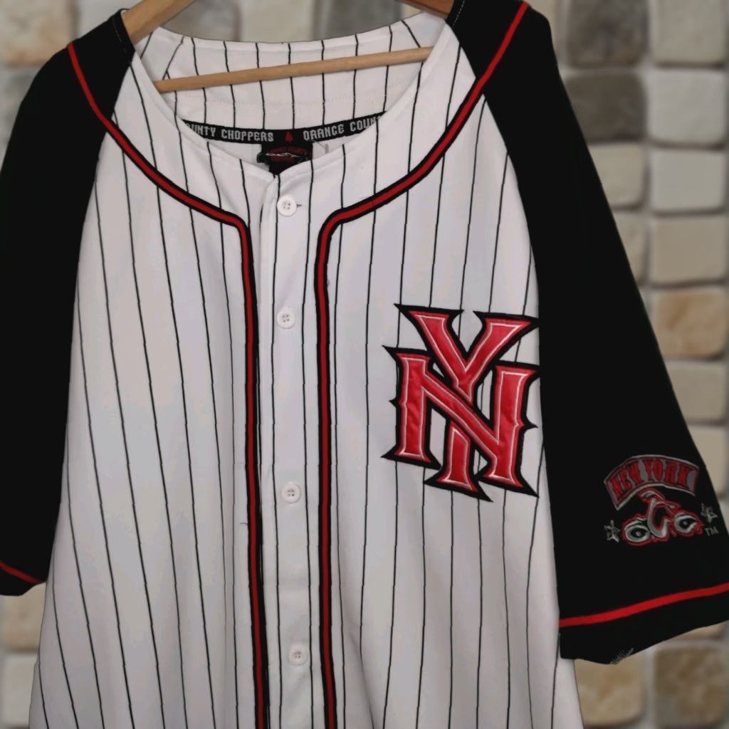 Vintage VINTAGE Orange County Choppers New York Shirt XL Baseball Jersey Motorcycle Pinstripe Size US XL / EU 56 / 4 - 1 Thumbnail