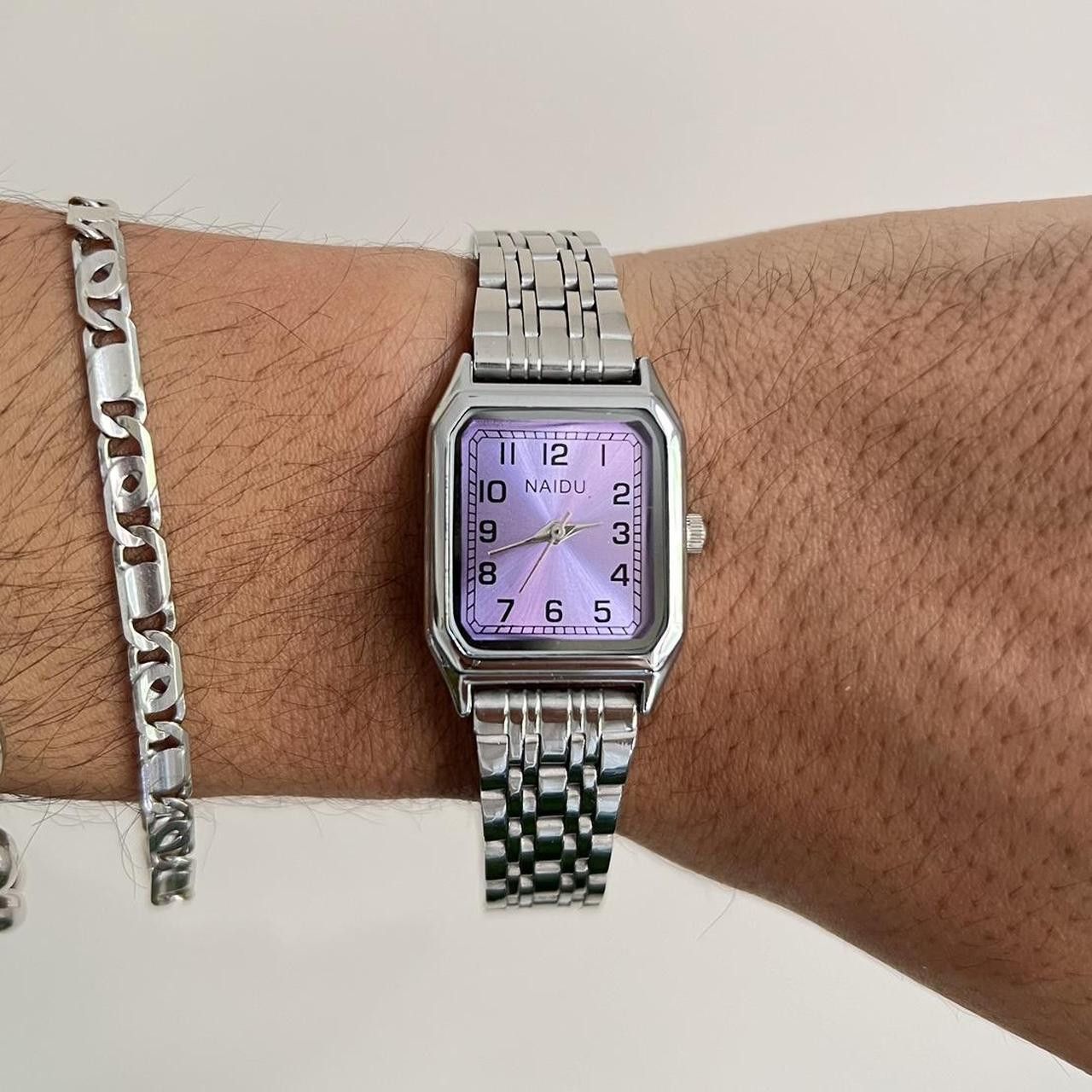 Jewelry 2000s vintage style rectangle stainless steel quartz watch Size ONE SIZE - 3 Thumbnail