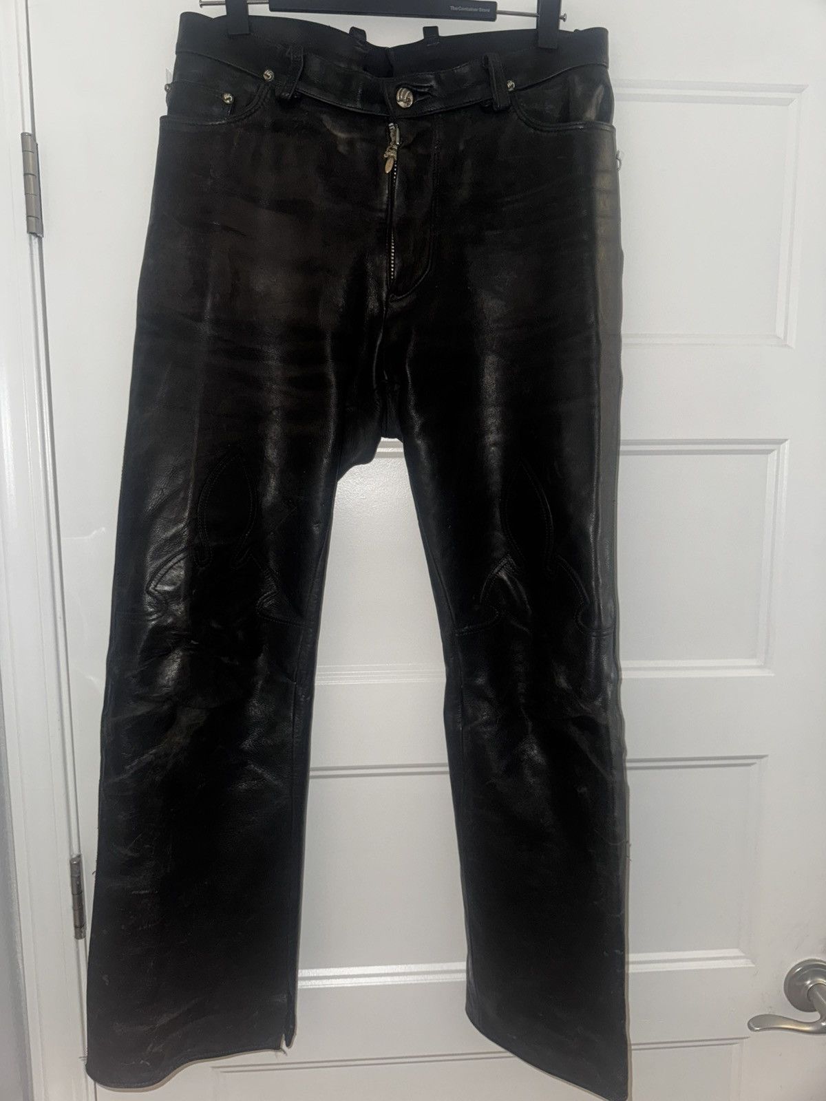 Chrome Hearts Chrome hearts Fleur knee leather pants vintage Size US 34 / EU 50 - 20 Thumbnail