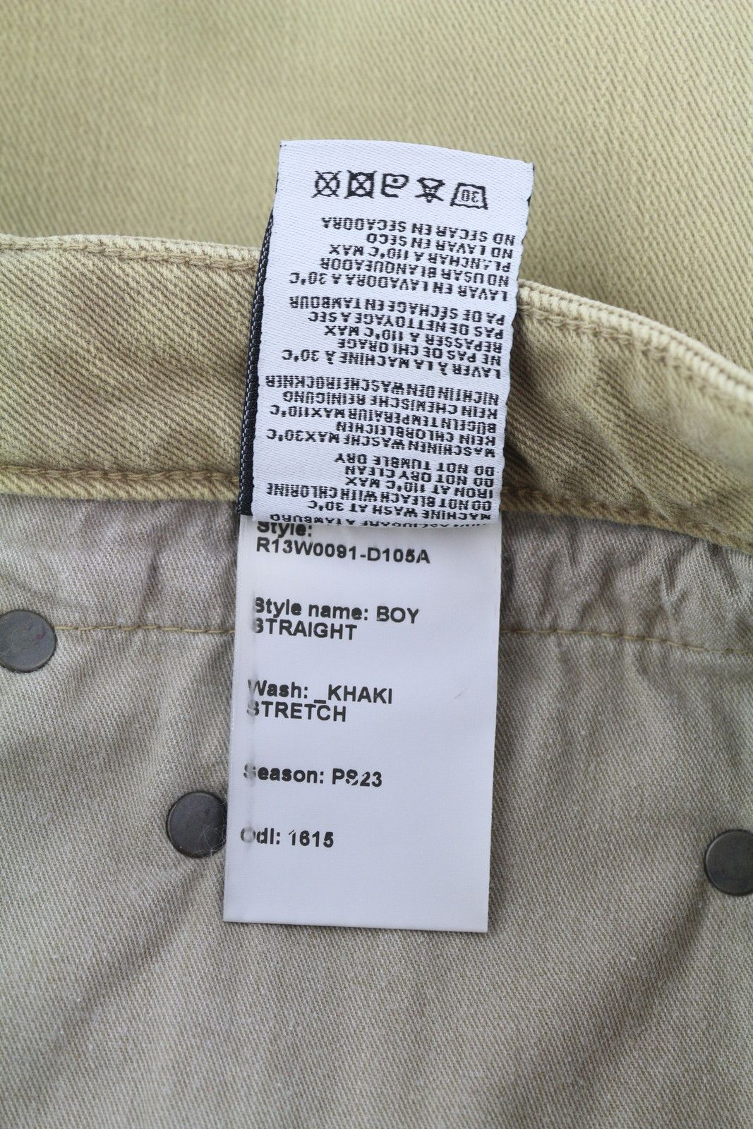 R13 BOY STRAIGHT 29 Washed Khaki Stretch Ankle Length 84435 Size 29" - 10 Thumbnail