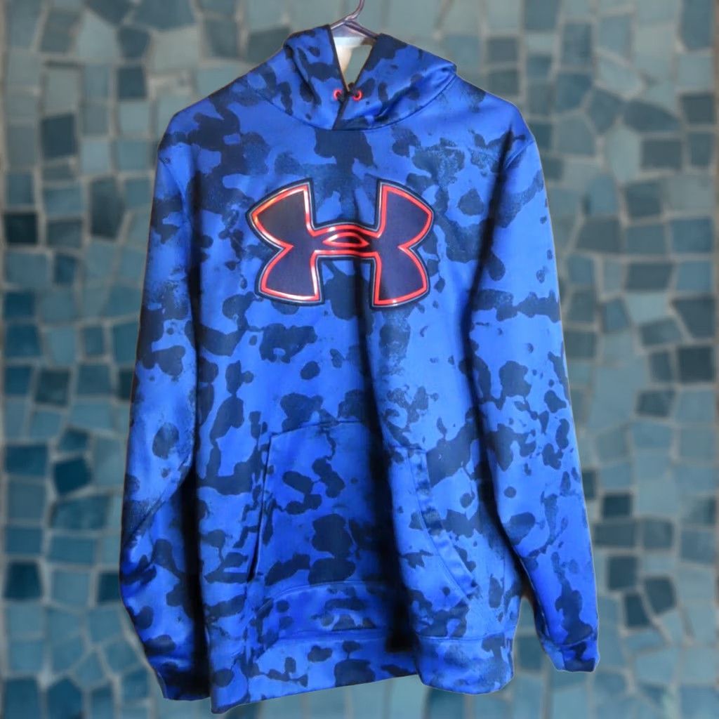Under Armour Under Armour Hoodie Pullover Adult L Blue Camo Logo Pocket Pouch Breathable Size US L / EU 52-54 / 3 - 1 Thumbnail