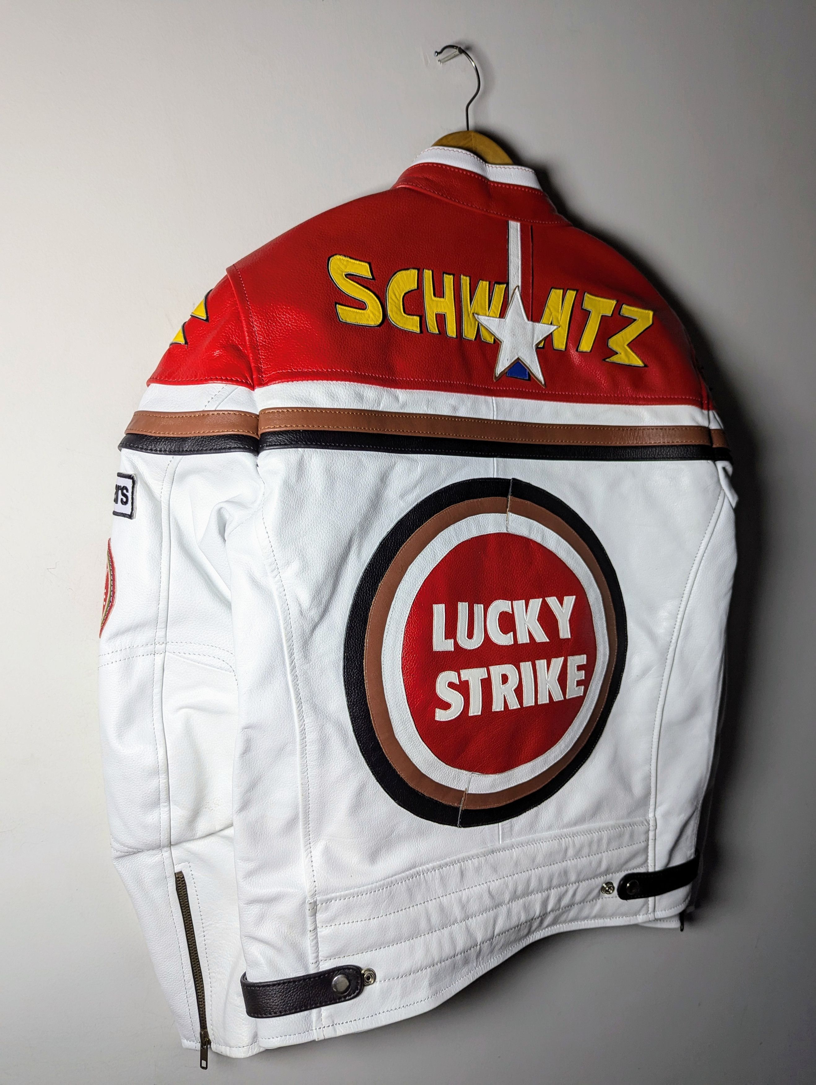 Vintage 💦 LUCKY STRIKE 💥 RARE VINTAGE LEATHER JACKET Size L / US 10 / IT 46 - 10 Thumbnail