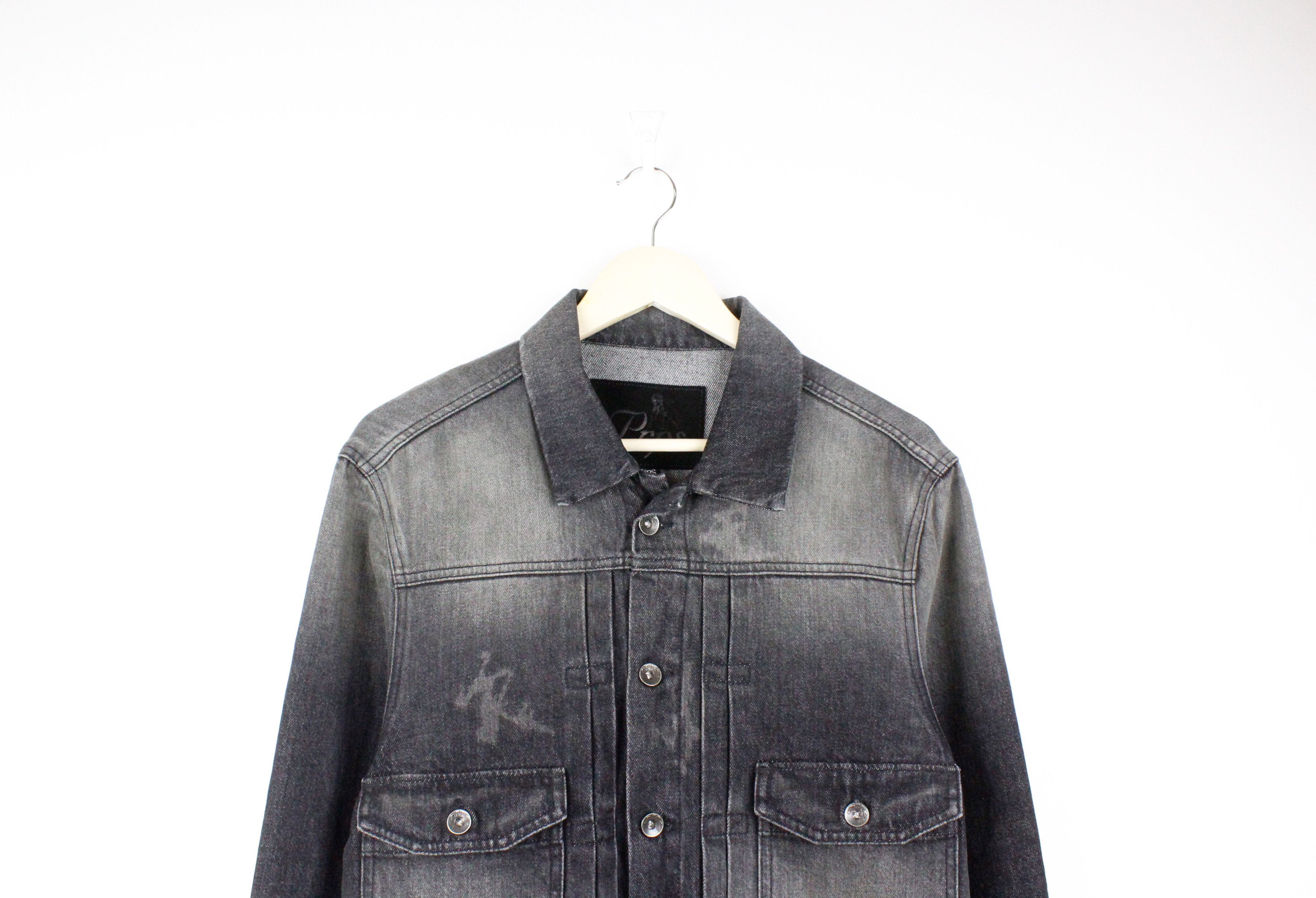 Prps PRPS Jeans Dark Driped Washed Black Chevelle Denim Jacket Size US M / EU 48-50 / 2 - 2 Thumbnail