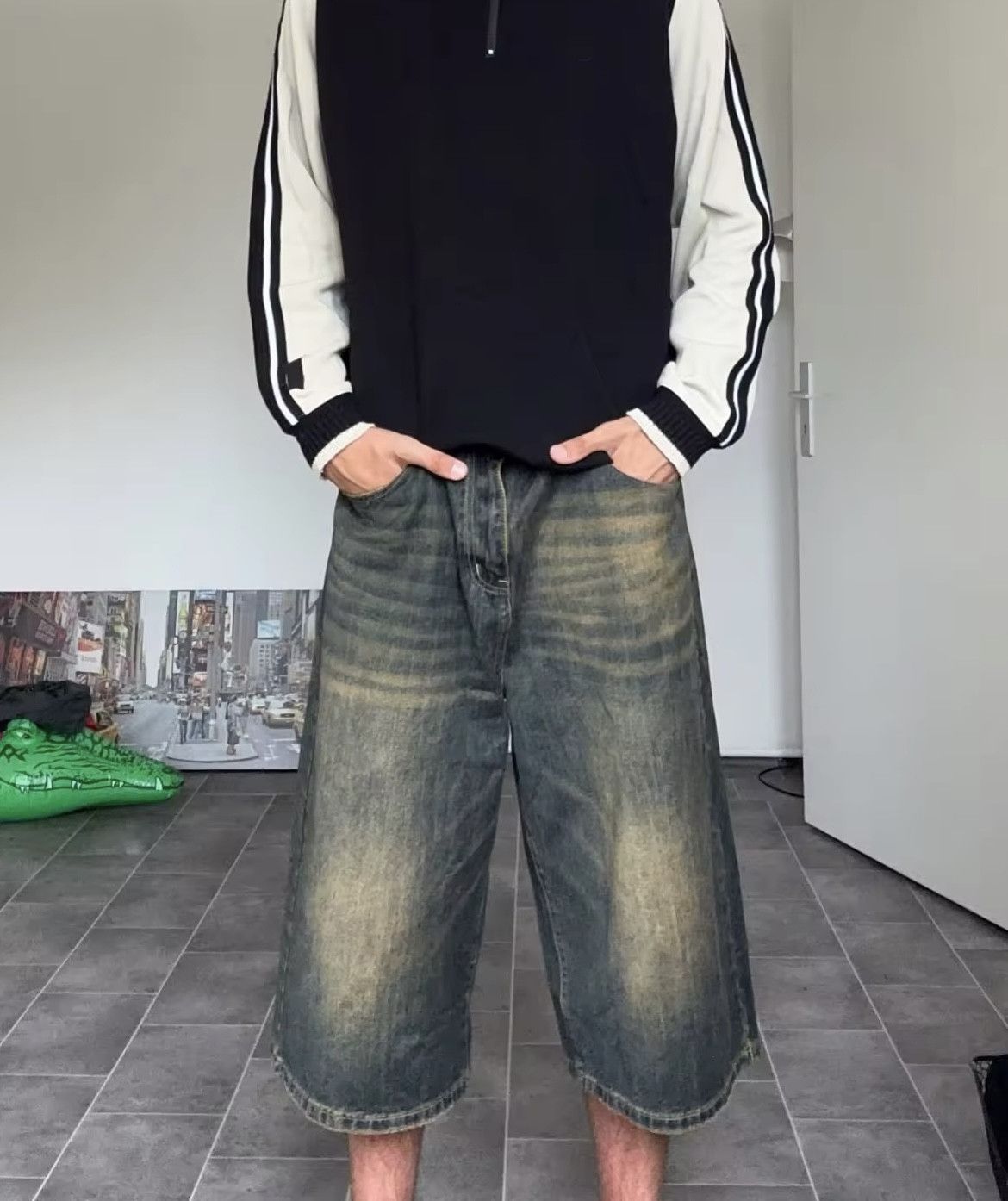 Jean Baggy Washed Denim Shorts Size US 33 - 9 Thumbnail
