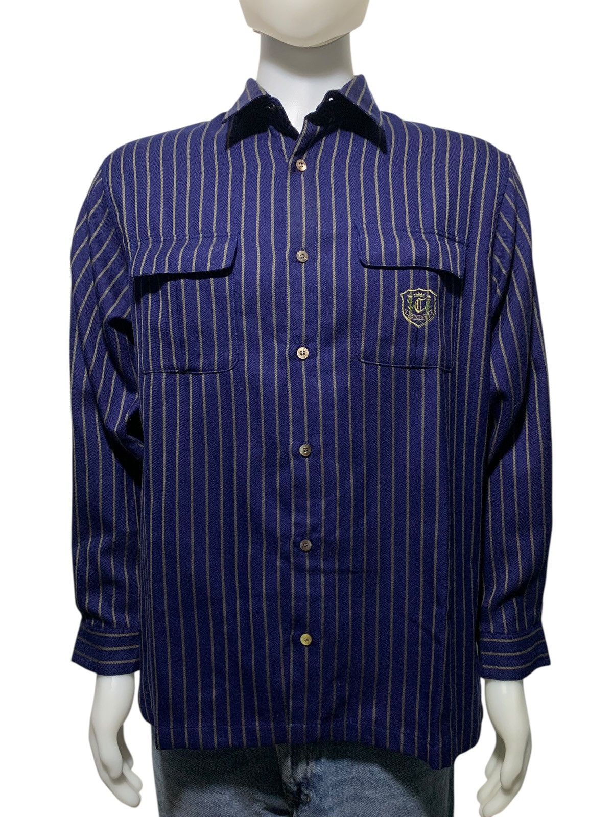 Celine double pocket striped wool shirt