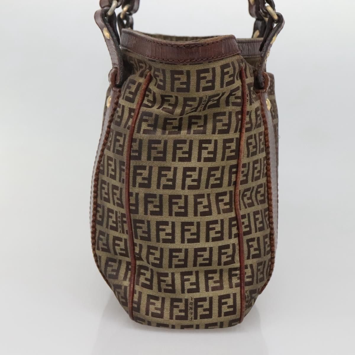 Fendi FENDI Zucchino Canvas Tote Bag Brown Gold Size ONE SIZE - 4 Thumbnail