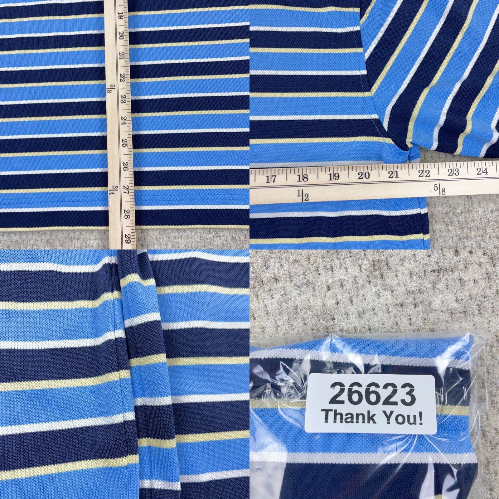 Footjoy FootJoy Polo Shirt Men L Blue Striped Athletic Fit Performance Wicking Golf Shirt Size US L / EU 52-54 / 3 - 8 Thumbnail
