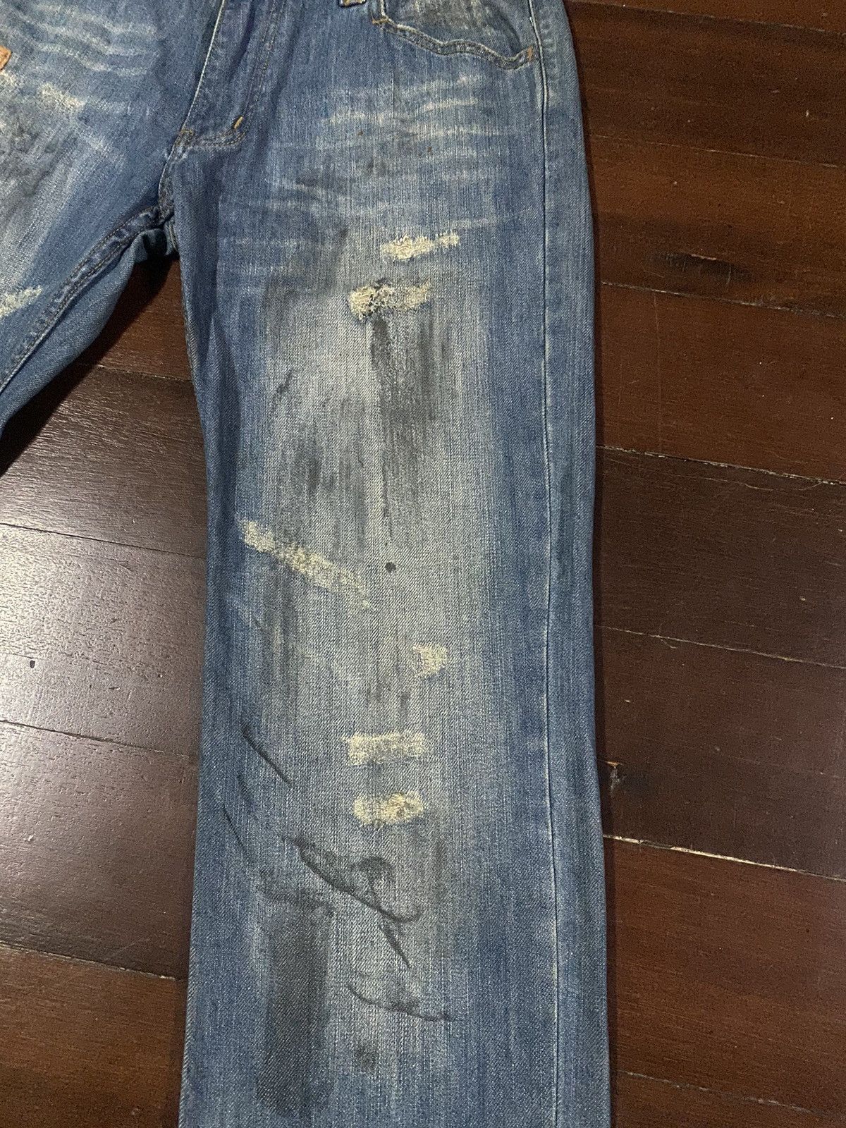 DOLCE & GABBANA SEX FLARE JEANS DISTRESSED RIPPED SPLATED