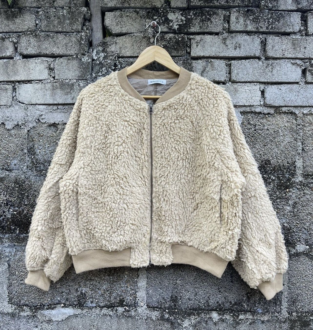 Japanese Brand Browny Japan Wego Sherpa Fleece Bomber Jacket Beige Size US M / EU 48-50 / 2 - 3 Thumbnail