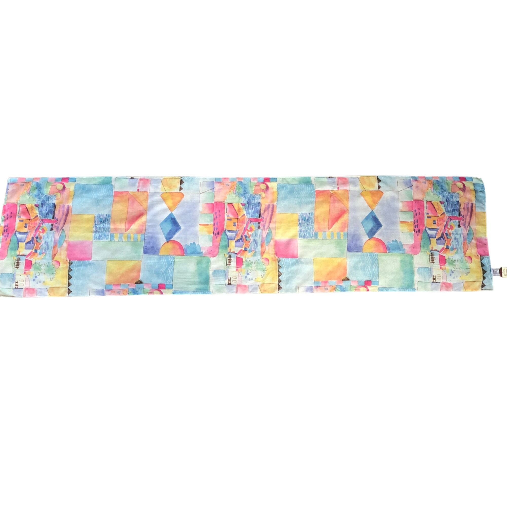 Vintage Vintage Basha Pastel Abstract Scenic Print Polyester Scarf Size ONE SIZE - 1 Thumbnail