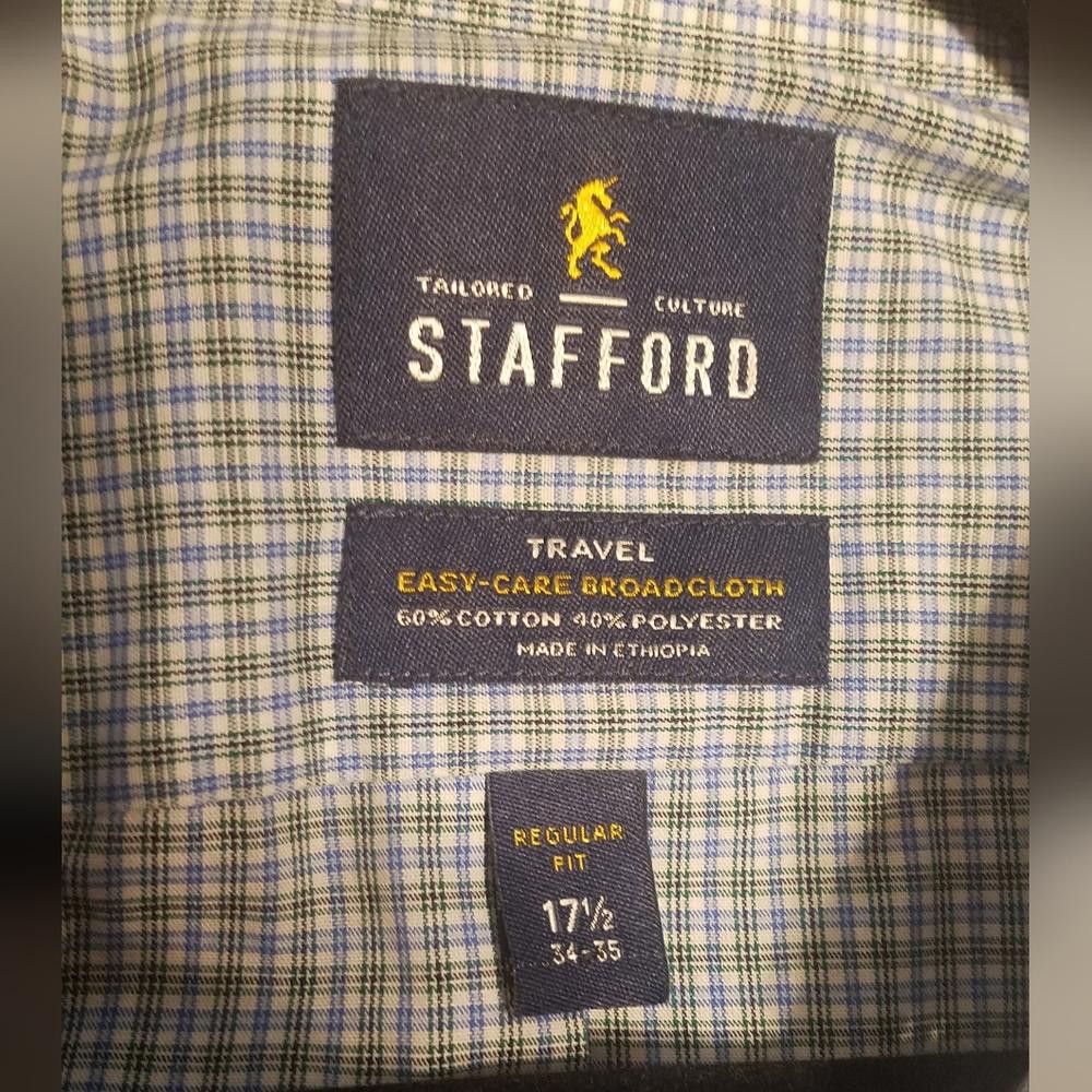 Stafford Stafford Travel Regular Fit Shirt Size 17 1/2 34-35 Size 38R - 3 Thumbnail