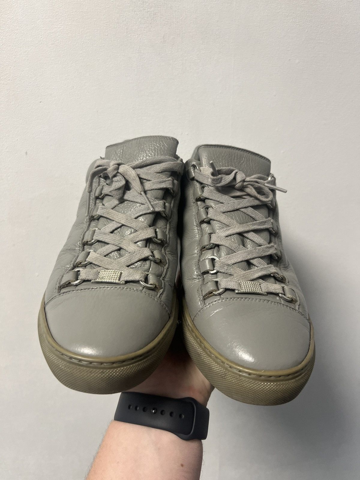 Balenciaga Balenciaga Arena Leather Low Top Sneakers Gray Size 42 Size US 9 / EU 42 - 3 Thumbnail