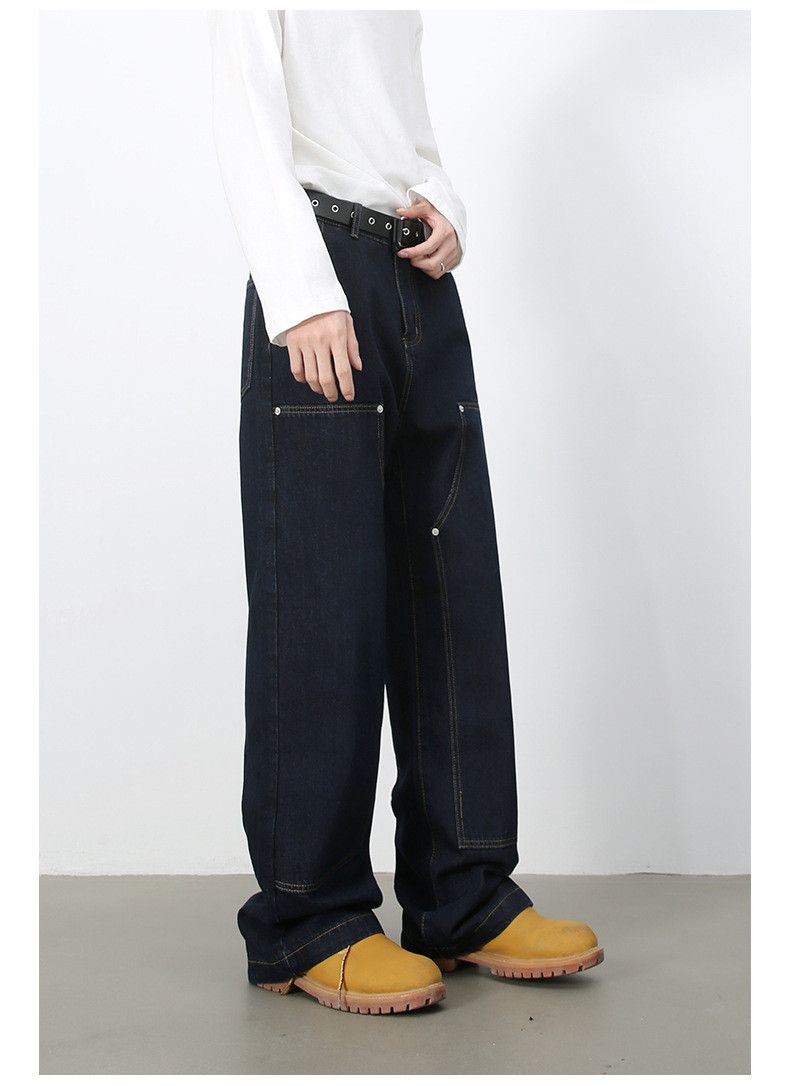 Japanese Brand Vintage dark blue men's American street loose cargo jeans Size US 34 / EU 50 - 5 Thumbnail