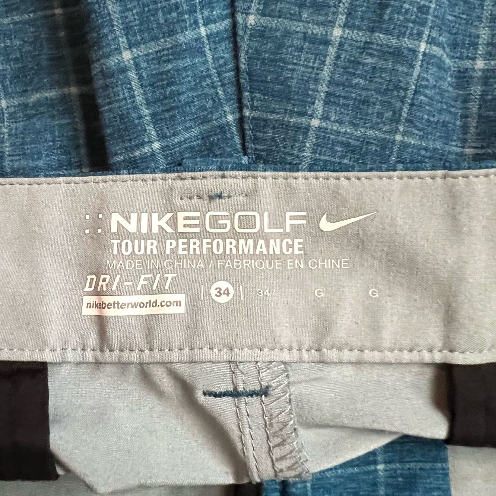 Nike Nike Shorts Mens 34 Blue Plaid Performance Golf Chino Polyester Spandex X10.5 Regular Athletic Mens Size US 34 / EU 50 - 5 Thumbnail