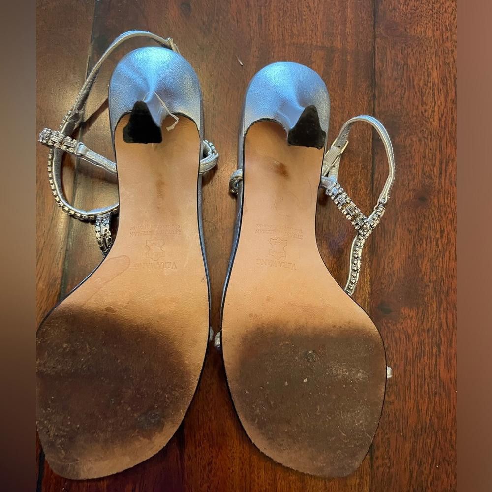 Designer Vera Wang Strappy Crystal Heels Size US 7 / IT 37 - 2 Thumbnail