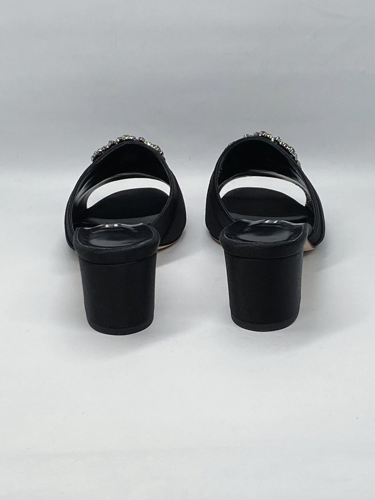Manolo Blahnik Martanew Embellished Satin Mules size 37.5