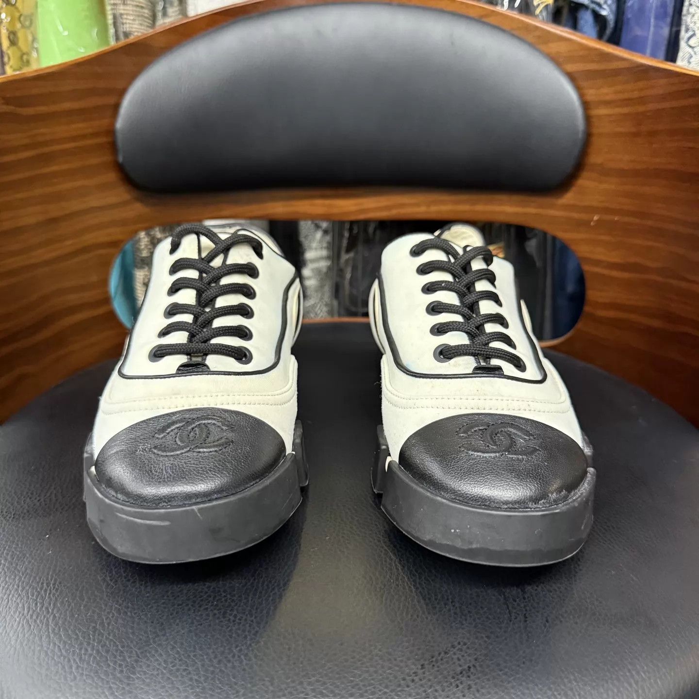Chanel Chanel Black & White Moon Sneakers 36.5 Excellent Size US 6 / IT 36 - 2 Thumbnail