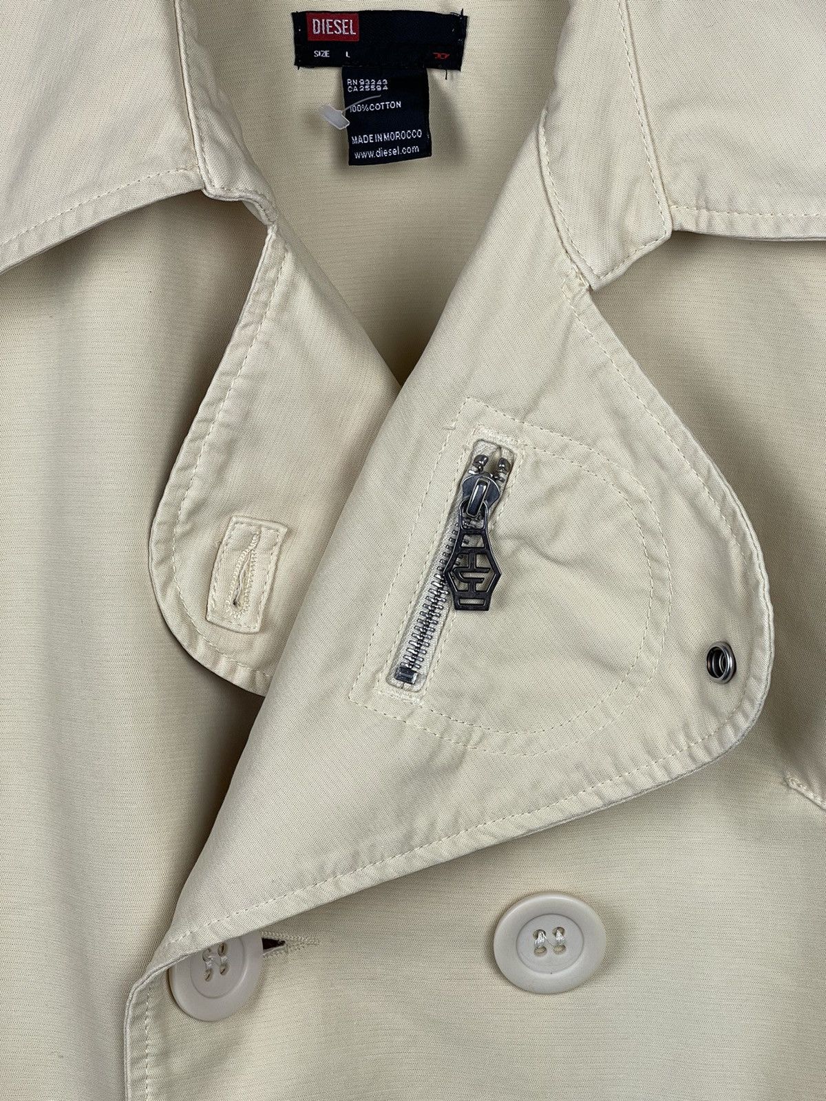 Diesel Diesel Y2K Vintage Beige Cotton Trench Coat Jacket Size L Size L / US 10 / IT 46 - 8 Thumbnail