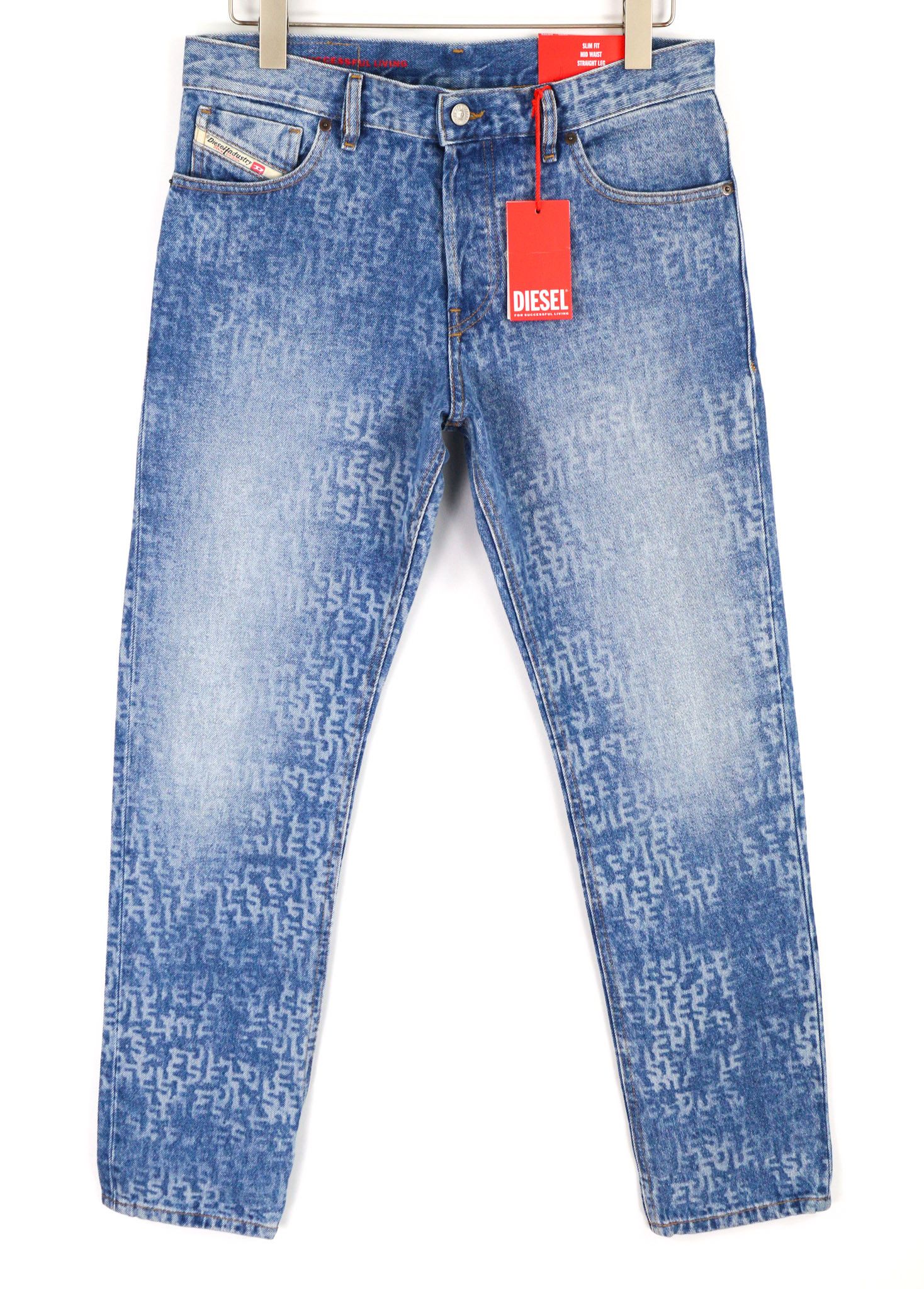 Diesel 1995 007F5 W31 Slim Straight Washed Logo Jeans 40220 Size US 31 - 2 Thumbnail