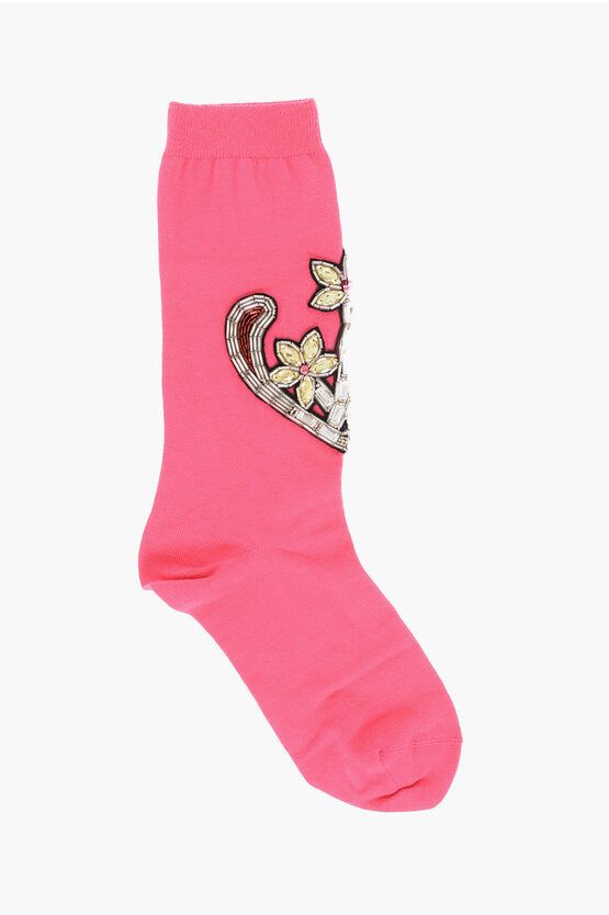 Cotton Blend DEMIE Long Socks with Jewels