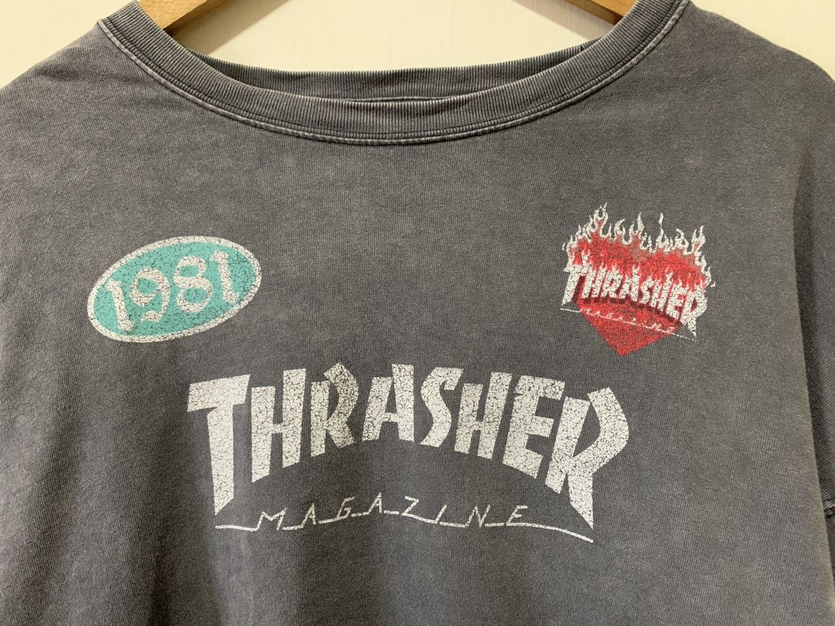Thrasher Vintage Grey Crop top trasher t shirt big logo Size ONE SIZE - 4 Thumbnail