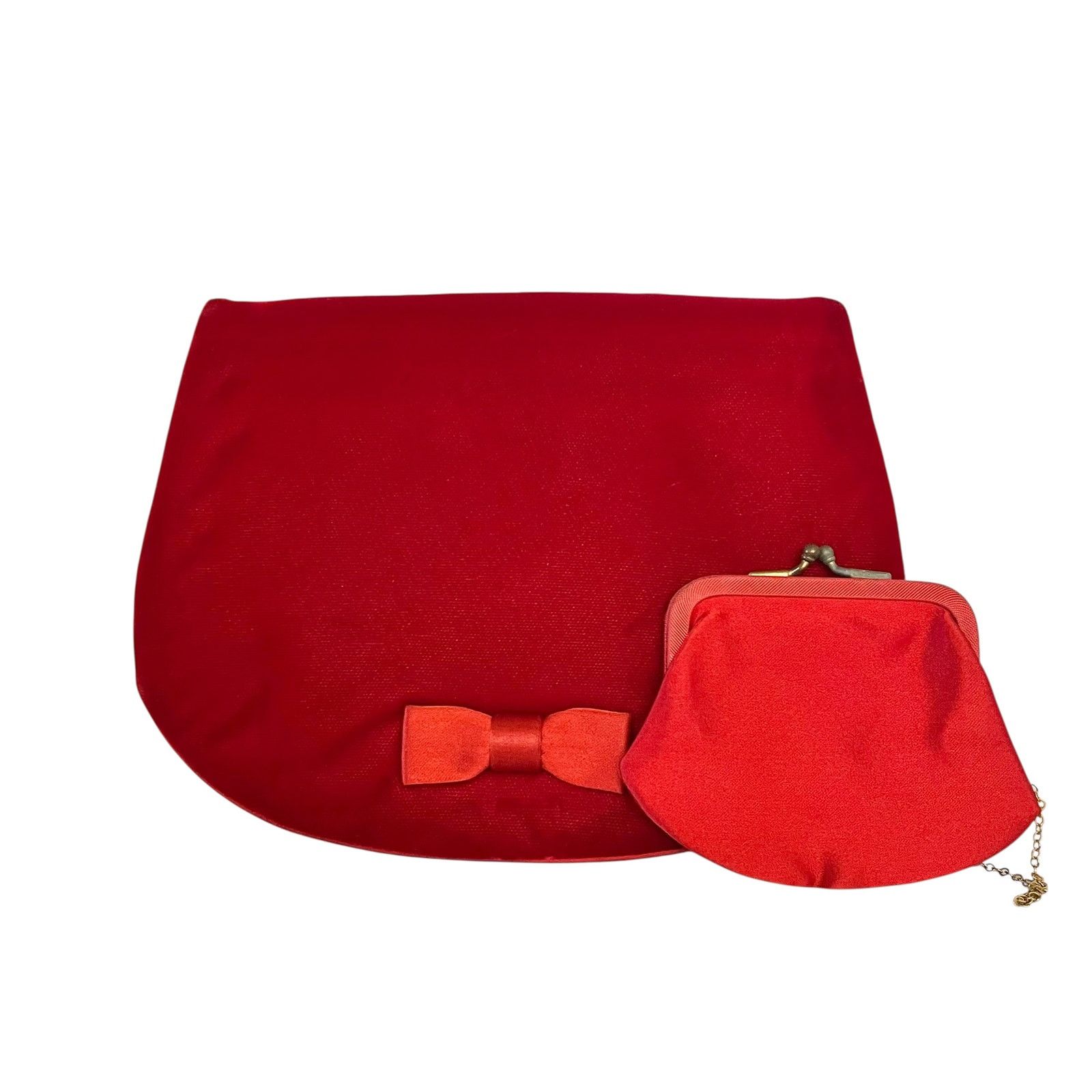 Vintage 1960s Morris Moskowitz MM Vintage Red Velvet Bow Clutch Size ONE SIZE - 1 Thumbnail