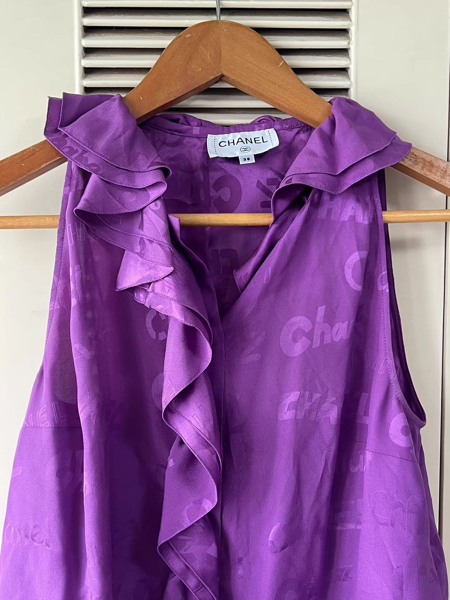 Chanel Chanel Purple Silk Sleeveless Shirt 36 Near Mint Size S / US 4 / IT 40 - 3 Thumbnail