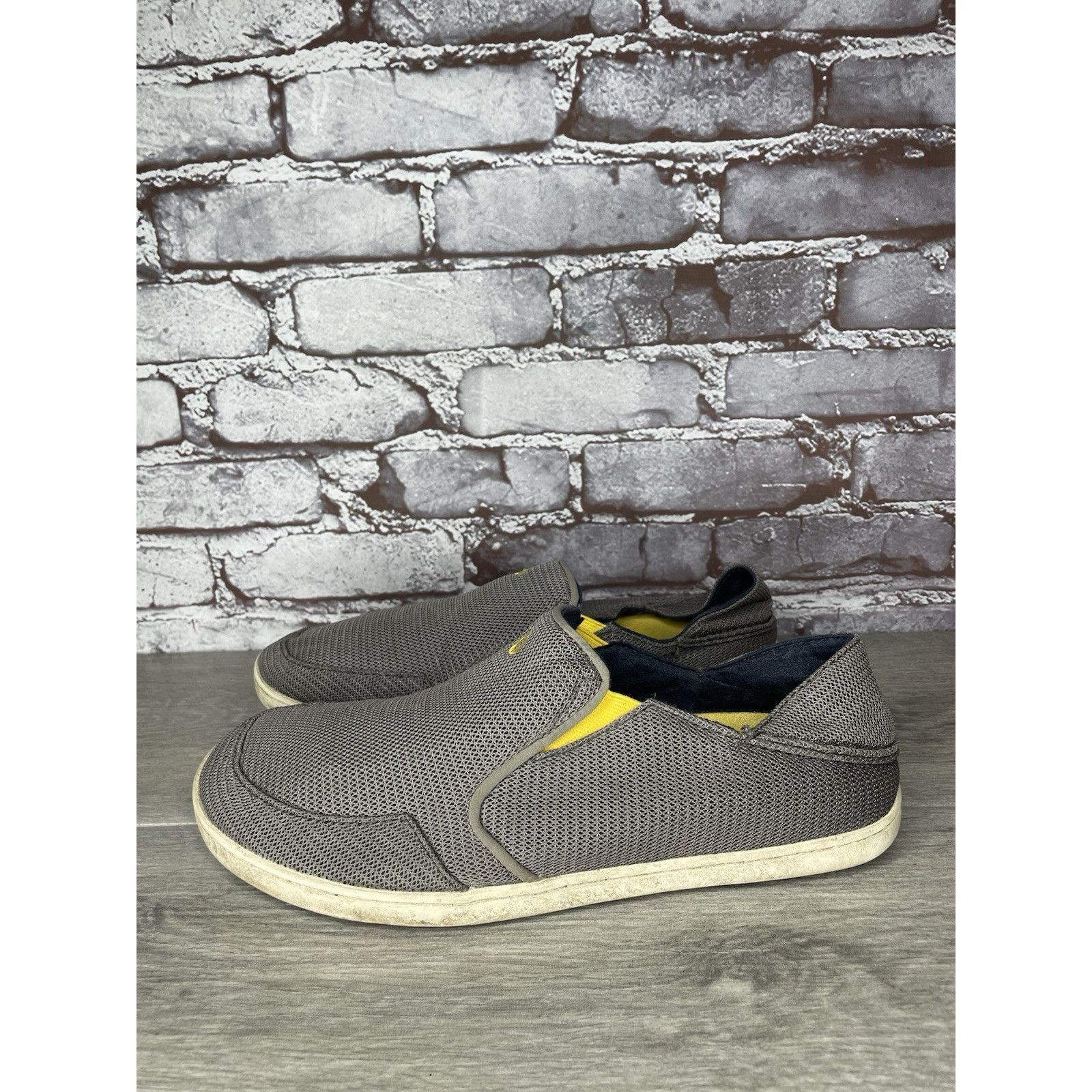 Olukai Olukai Nohea Mesh Comfort Gray Yellow Slip Casual On Shoes M Size US 10.5 / EU 43-44 - 14 Thumbnail