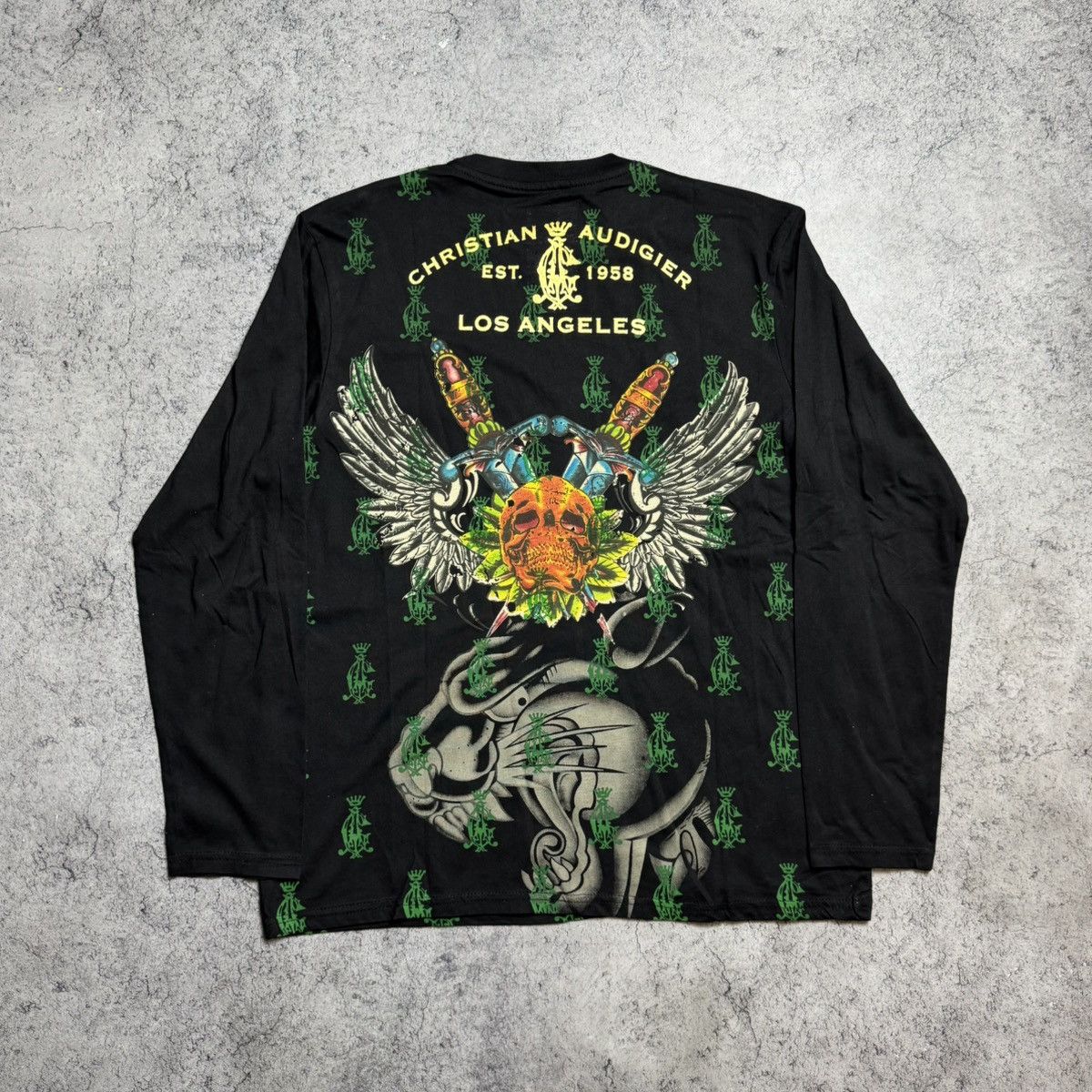 Christian Audigier NEW Christian Audigier Vintage Longsleeve T Shirt Size US XL / EU 56 / 4 - 2 Thumbnail