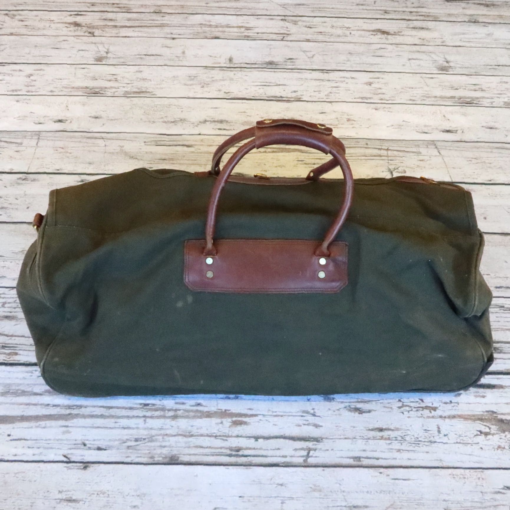 Orvis VINTAGE The Orvis Company Battenkill Leather & Green Rolling Canvas Luggage Bag Size ONE SIZE - 5 Thumbnail