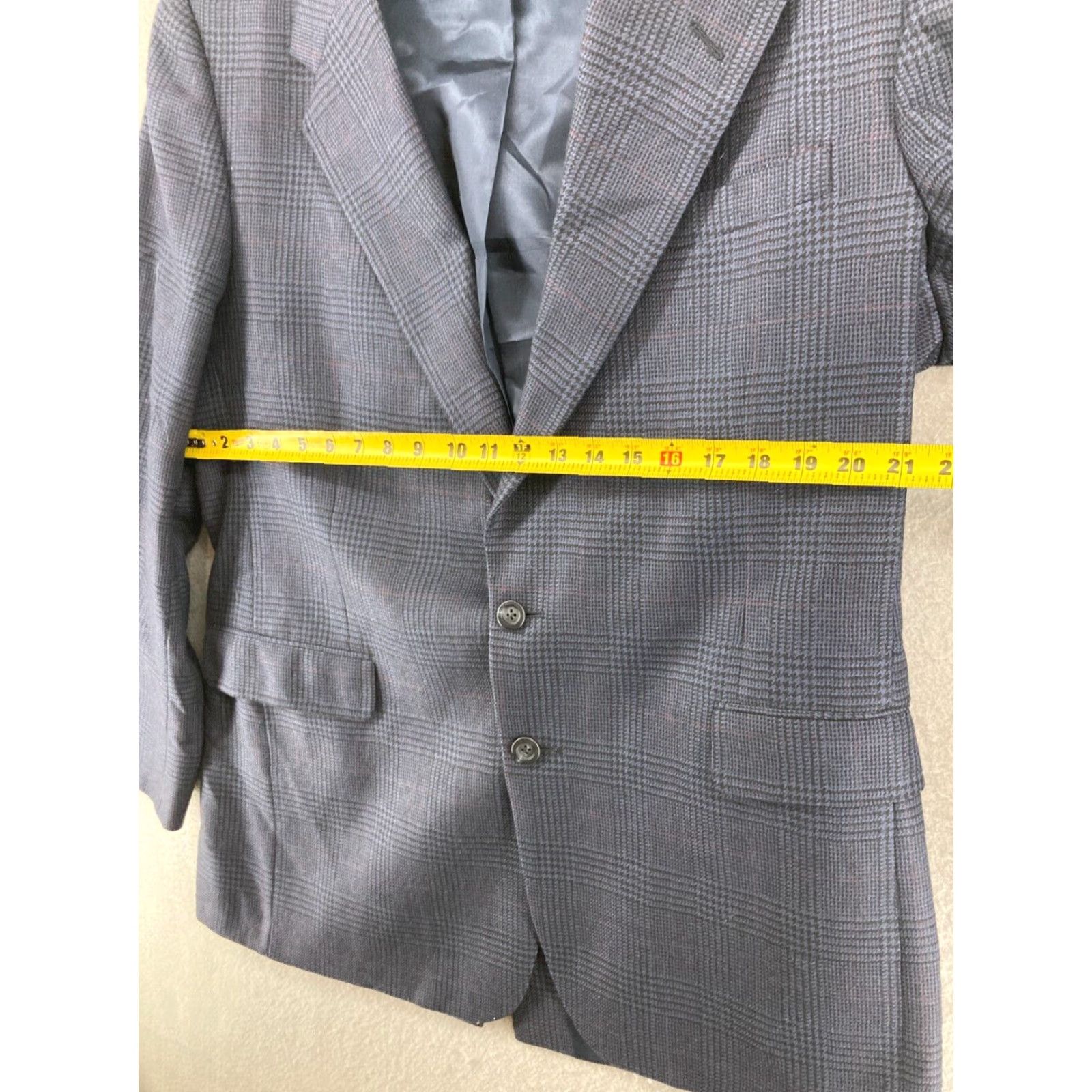 Vintage VINTAGE Tom James Suit Jacket Mens 43 L Blue Glen Check USA Made Wool Size 46R - 2 Thumbnail