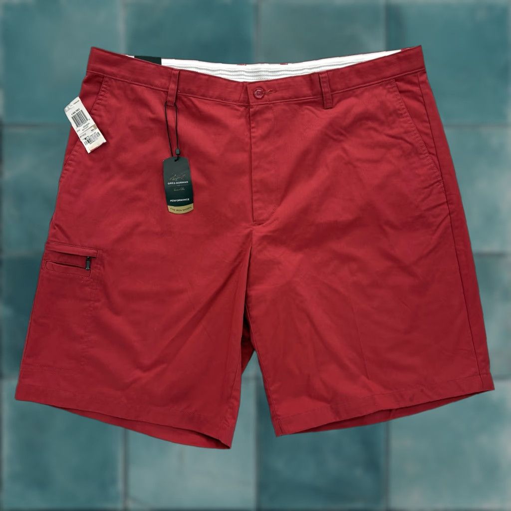 Vintage Greg Norman Five Iron Shorts Mens 42 Red Chino Cargo RapiDry 10" NWT Size US 42 / EU 58 - 1 Thumbnail