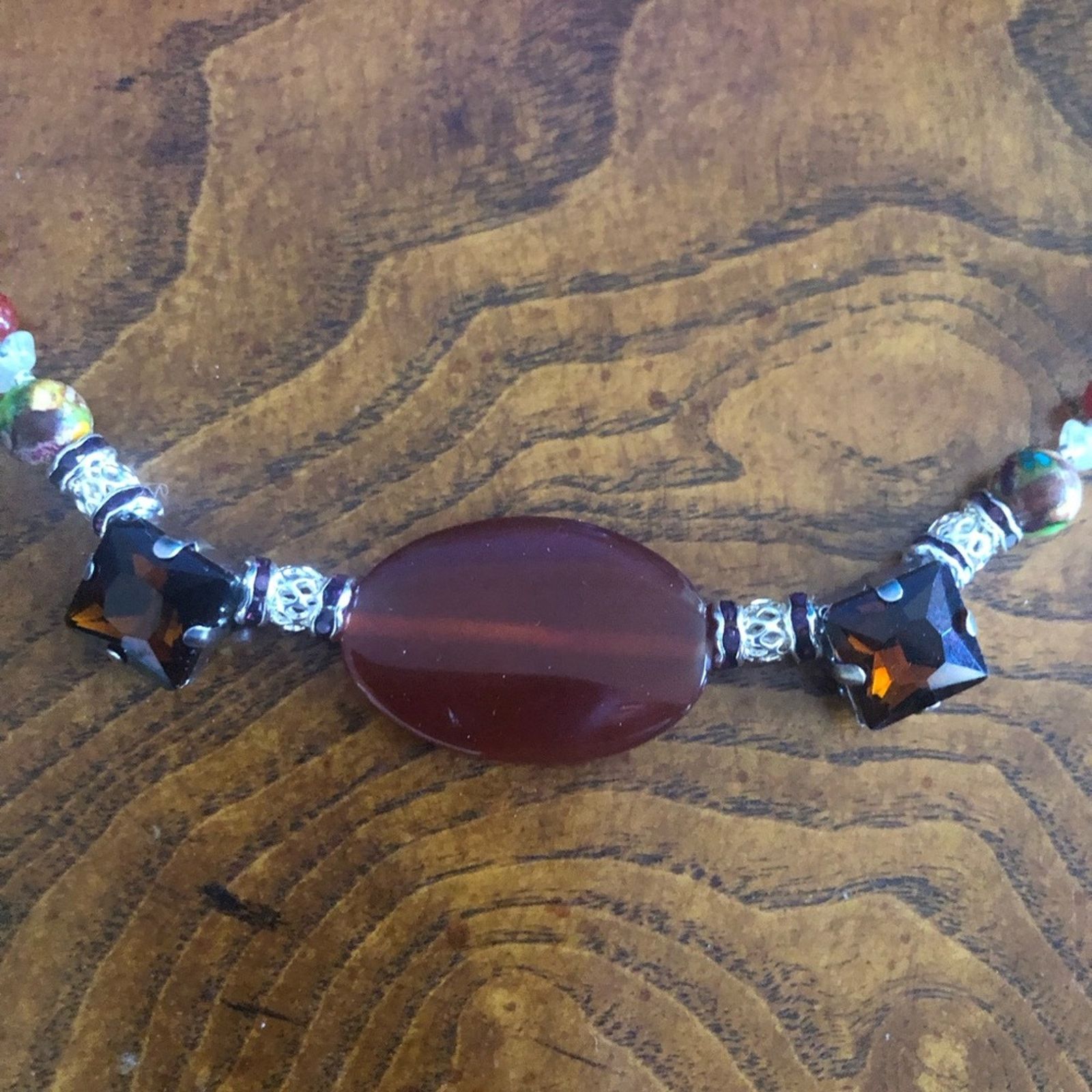 Handmade Handcrafted natural stone carnelian prehnite necklace Size ONE SIZE - 7 Thumbnail