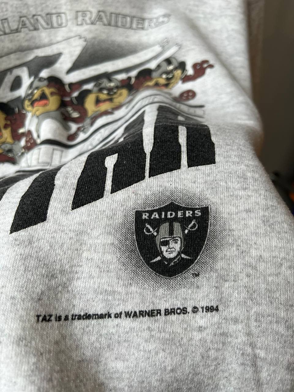 Nutmeg 1994/95 NFL LOS ANGELES RAIDERS LOONEY TUNES TAZ SWEATSHIRT Size US L / EU 52-54 / 3 - 6 Thumbnail