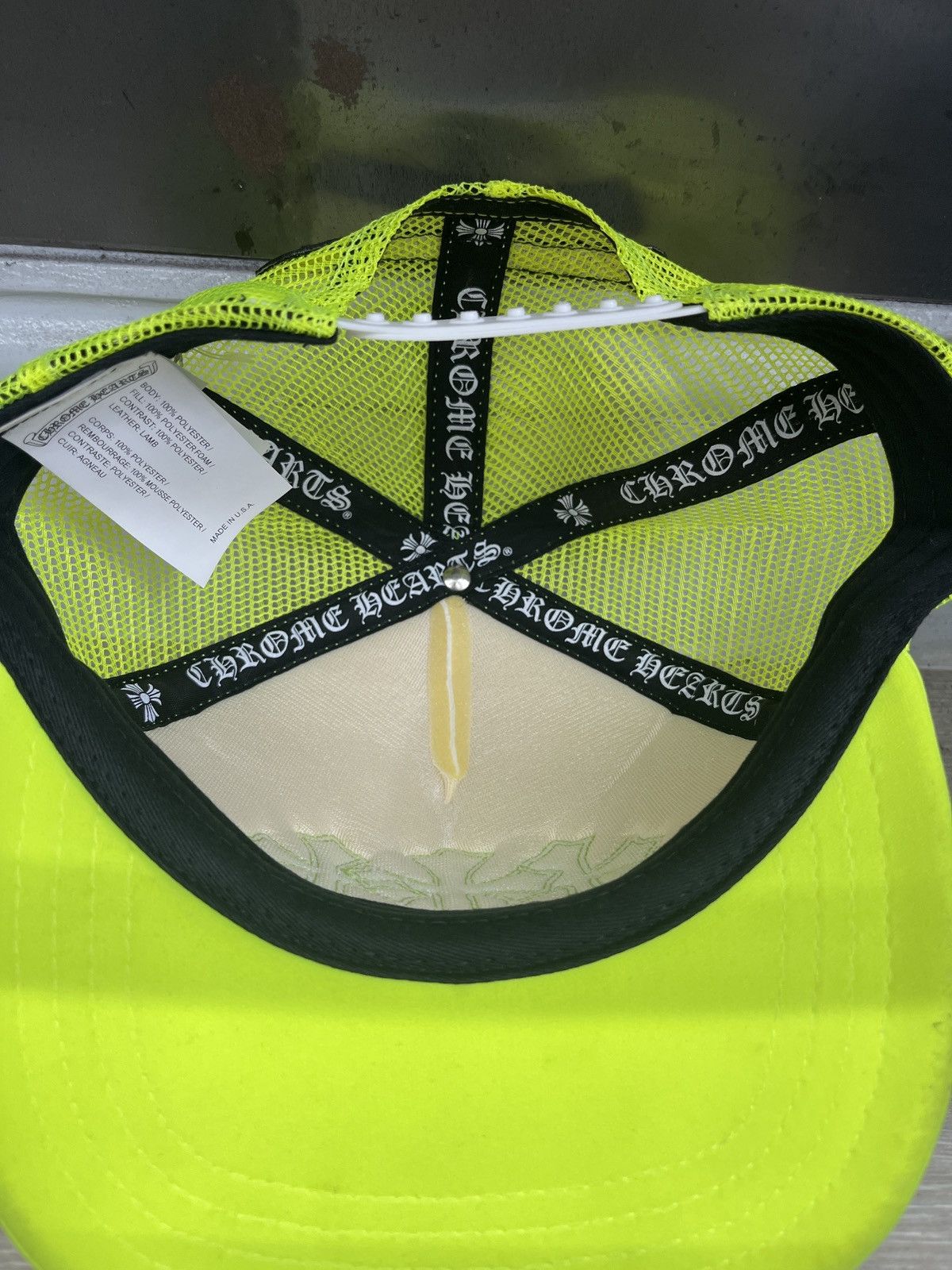 Chrome Hearts Chrome Hearts Triple Cross Trucker Hat Neon Lime Green Color Size ONE SIZE - 6 Thumbnail