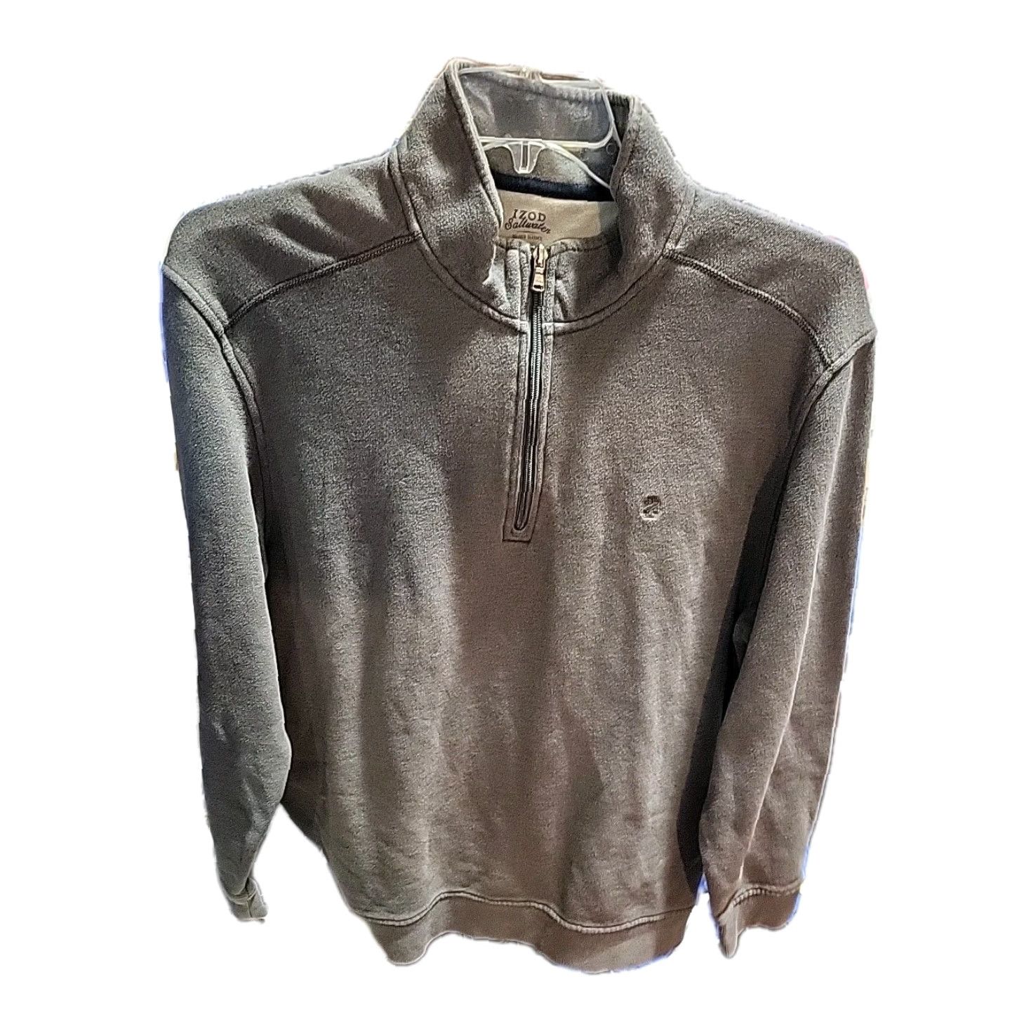 Izod IZOD Saltwater Pullover Sweater 1/4 Zip Gray XL Cotton Knit Relaxed Classic Mens Size US XL / EU 56 / 4 - 2 Thumbnail