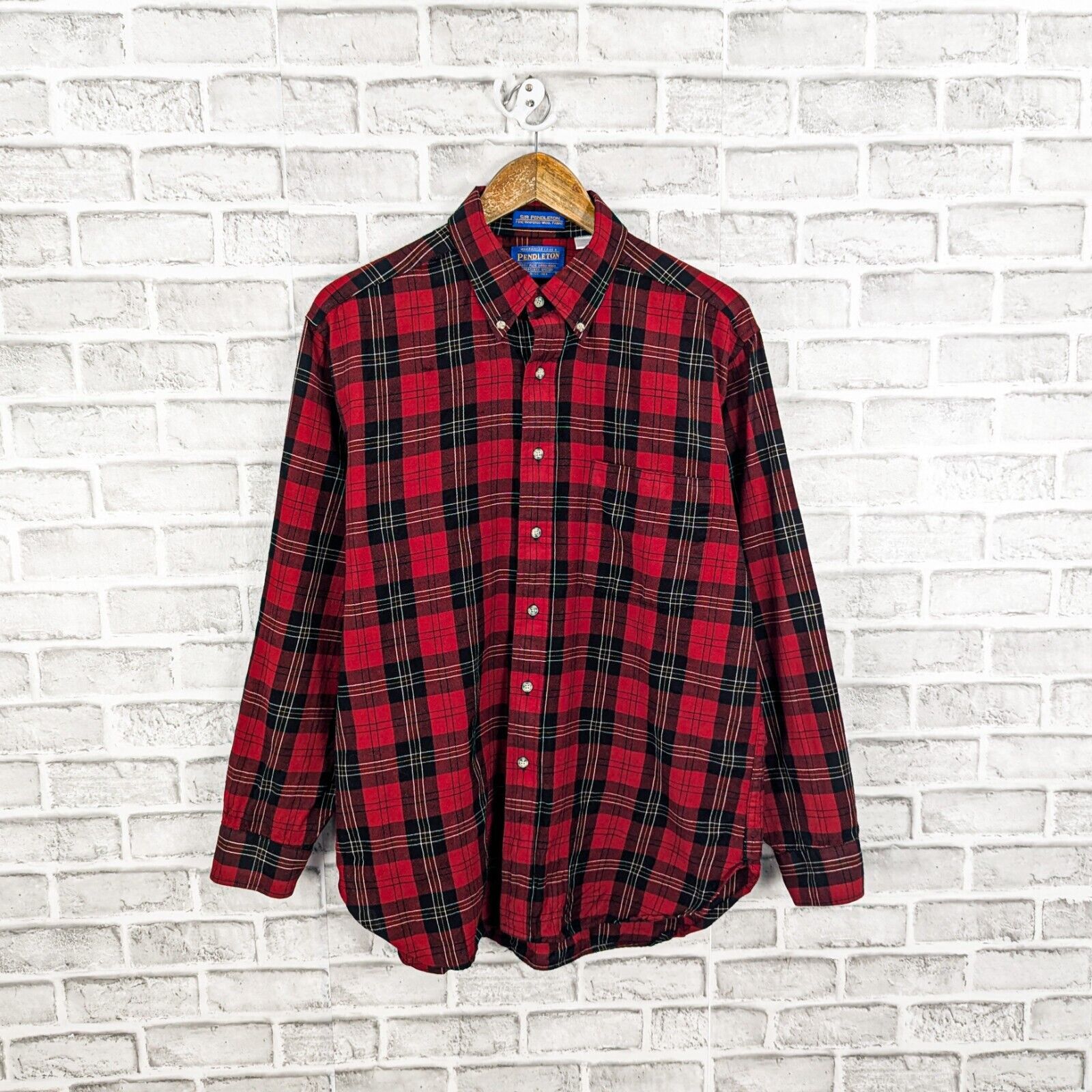 Pendleton Pendleton Virgin wool Button down flannel shirt Red plaid Size US L / EU 52-54 / 3 - 1 Thumbnail