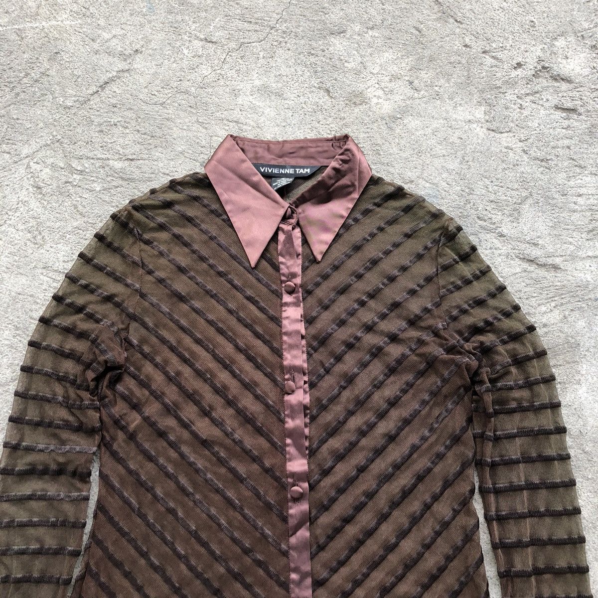 Designer × Vivienne Tam Vivienne Tam Dark Brown See Through Mesh Longsleeves Size S / US 4 / IT 40 - 2 Thumbnail